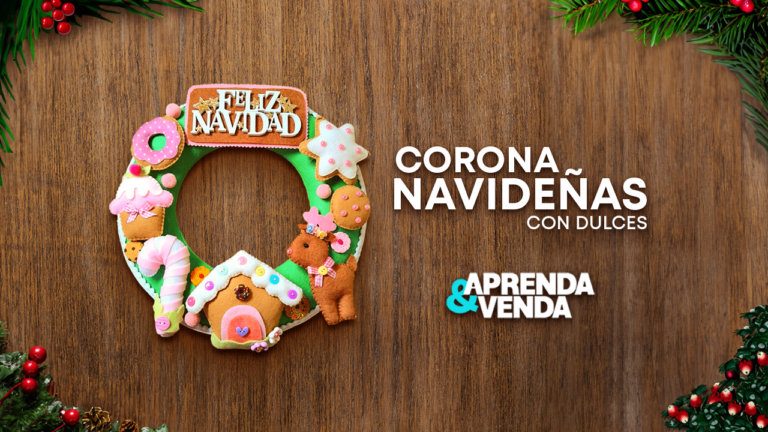 Corona navideña con dulces en Aprenda y Venda