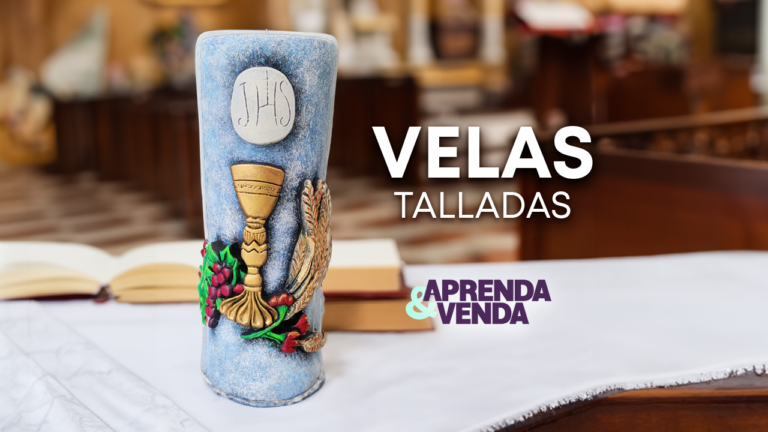 Tallado de vela con motivo de primera comunión en Aprenda y Venda