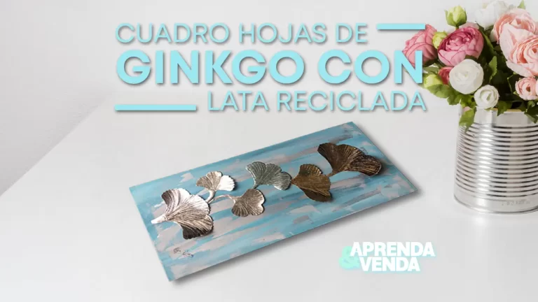 Cuadro con hojas Ginkgo de latas recicladas en Aprenda y Venda