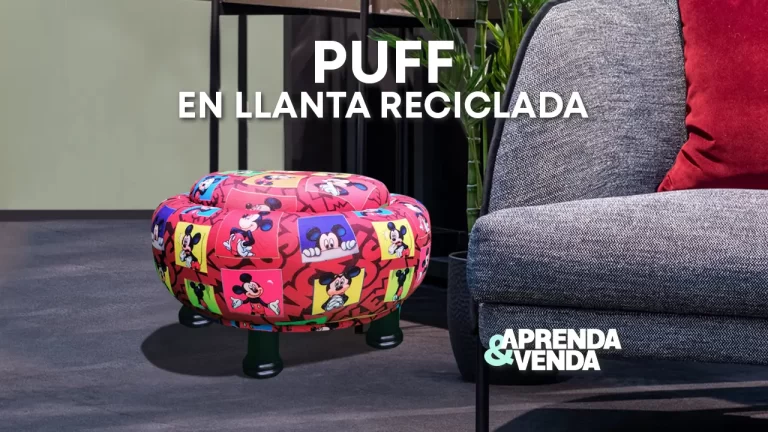 Puff en llanta reciclada en Aprenda y Venda