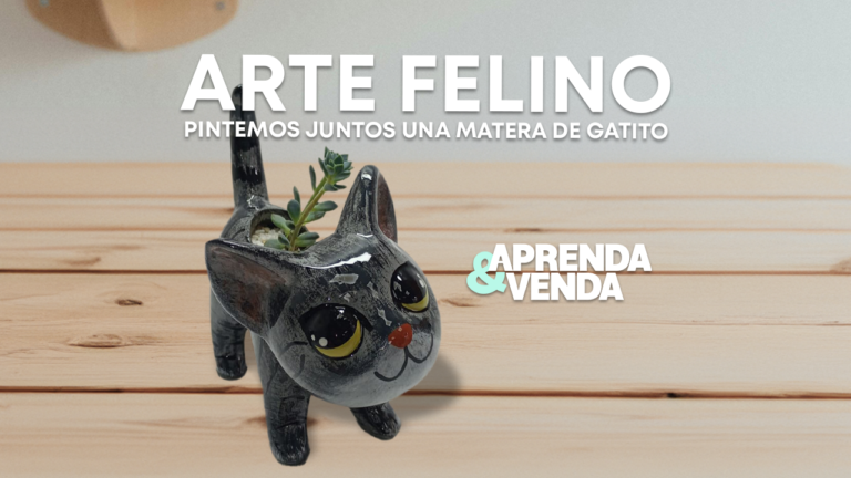 Matera de Gatito Pintada en Resina en Aprenda y Venda