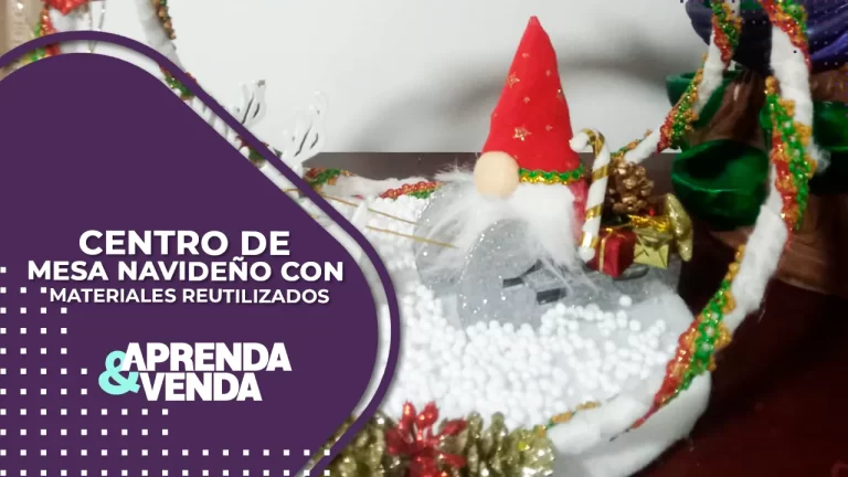 Centro de mesa Navideño con materiales reutilizados